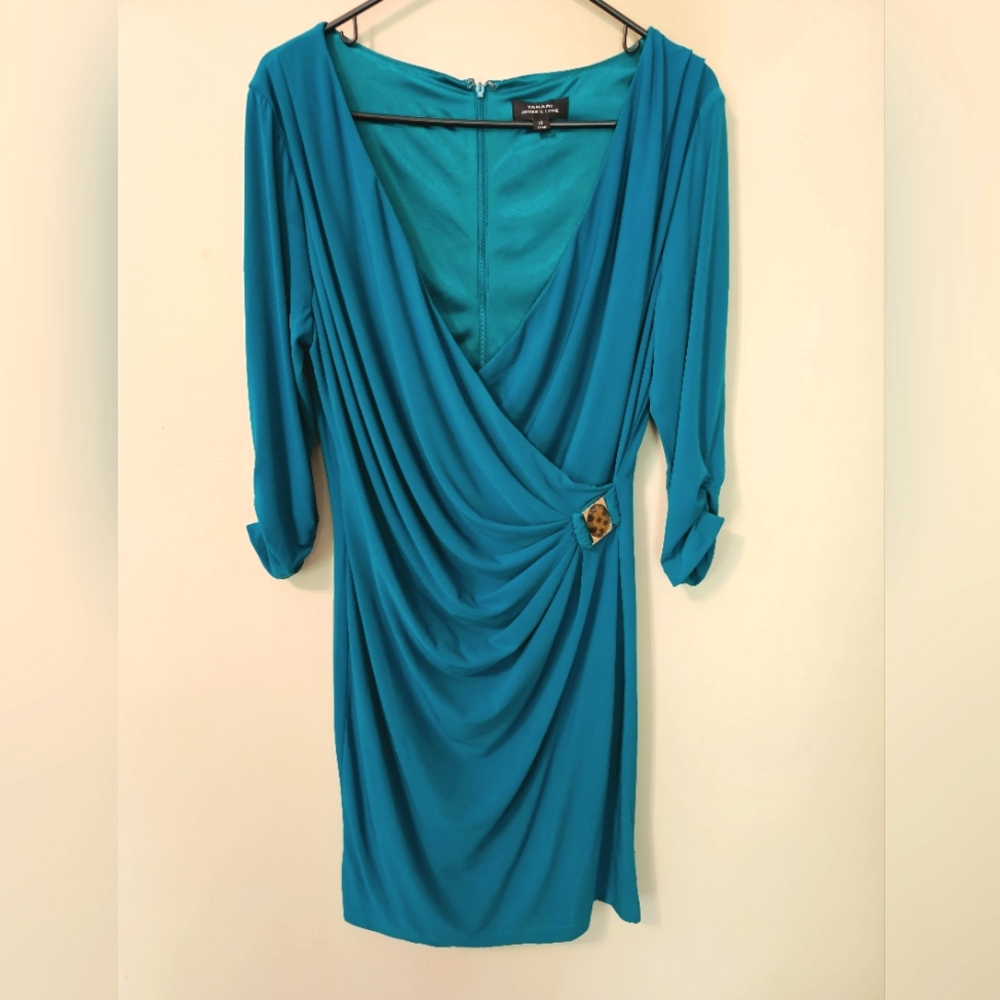 Tahari Wrap Dress w/ Cheetah Buckle